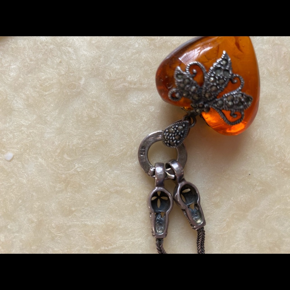 Beautiful amber in silver